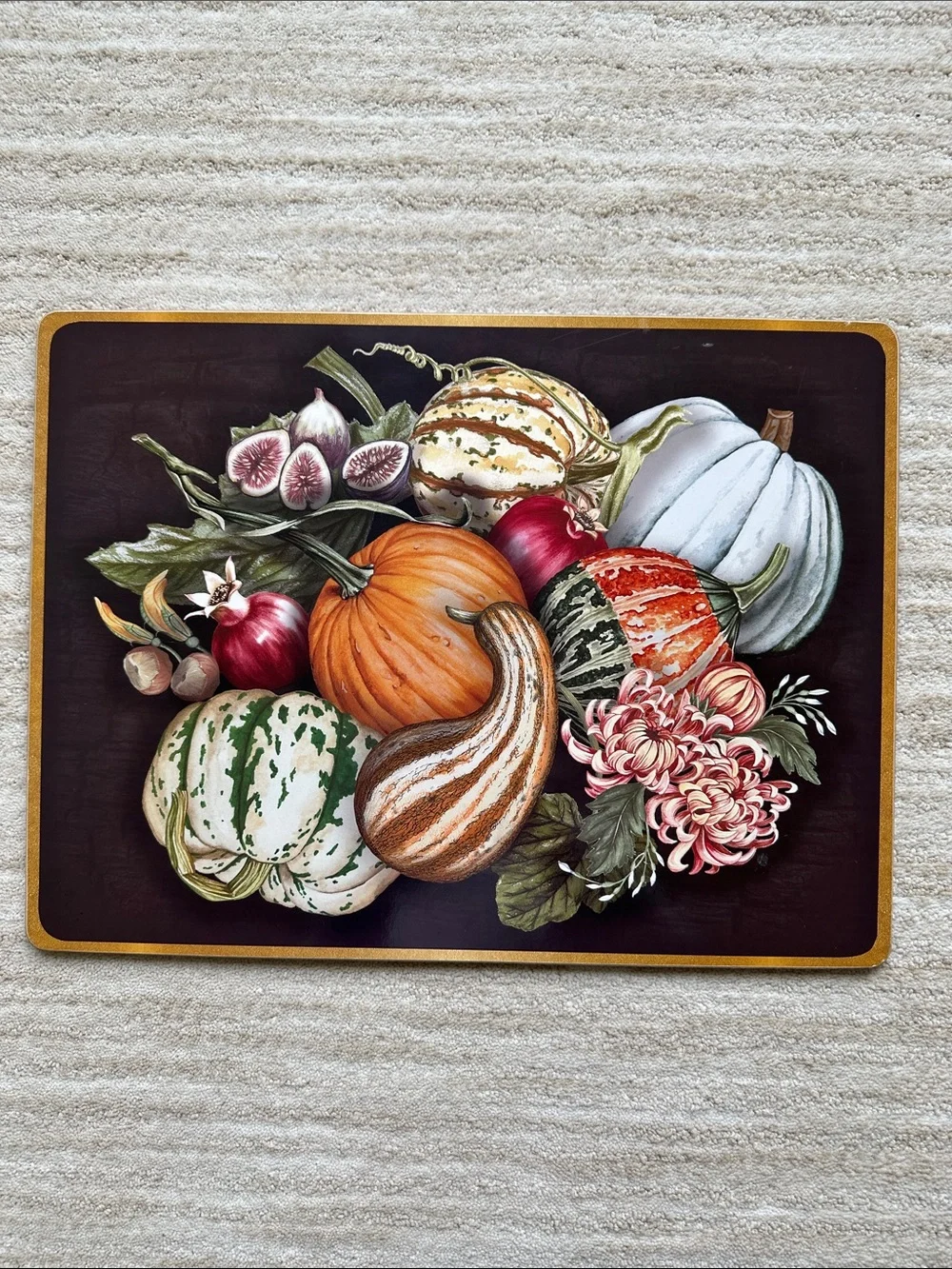 Set of 4 Williams Sonoma Harvest Pumpkin Cork-Backed Placemats